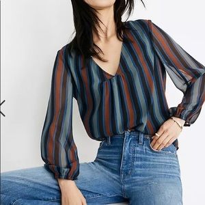 Madewell Striped V-Neck Blouse